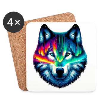 Loup - Dessous de verre (lot de 4) - blanc - Devant