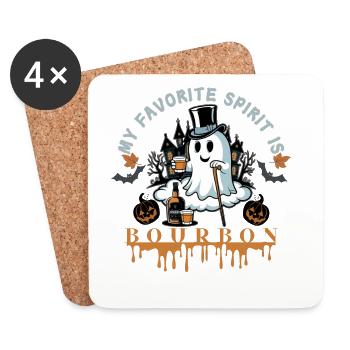 Ghost with Bourbon and Top Hat Halloween - Coasters (set of 4) - white - Front