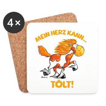 Lustiges Islandpferd Mein Herz Kann Tölt Spruch - Untersetzer (4er-Set) - Weiß - Vorne