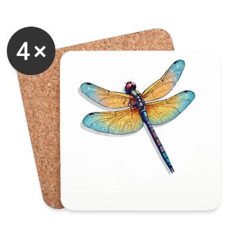 Farbenprächtige Libelle Illustration - Untersetzer (4er-Set) - Weiß - Vorne