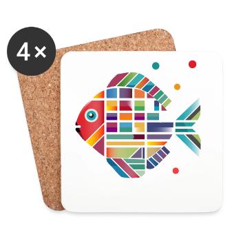 bunter Fisch– Lebendiges Design für frischen Style - Untersetzer (4er-Set) - Weiß - Vorne