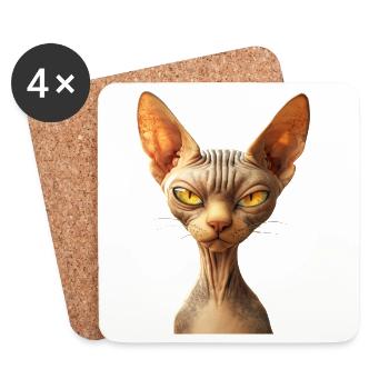 Sphynx Katze Sphynxkatze Canadian Cat Süße Sphinx - Untersetzer (4er-Set) - Weiß - Vorne