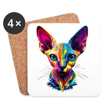 Sphynx Katze Sphynxkatze Canadian Cat Süße Sphinx - Untersetzer (4er-Set) - Weiß - Vorne