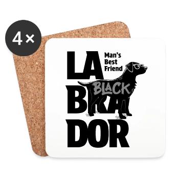 Black Brush Schrift mit Labrador Silhouetten - Untersetzer (4er-Set) - Weiß - Vorne