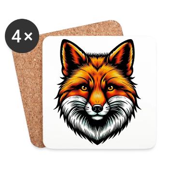 Renard - Dessous de verre (lot de 4) - blanc - Devant