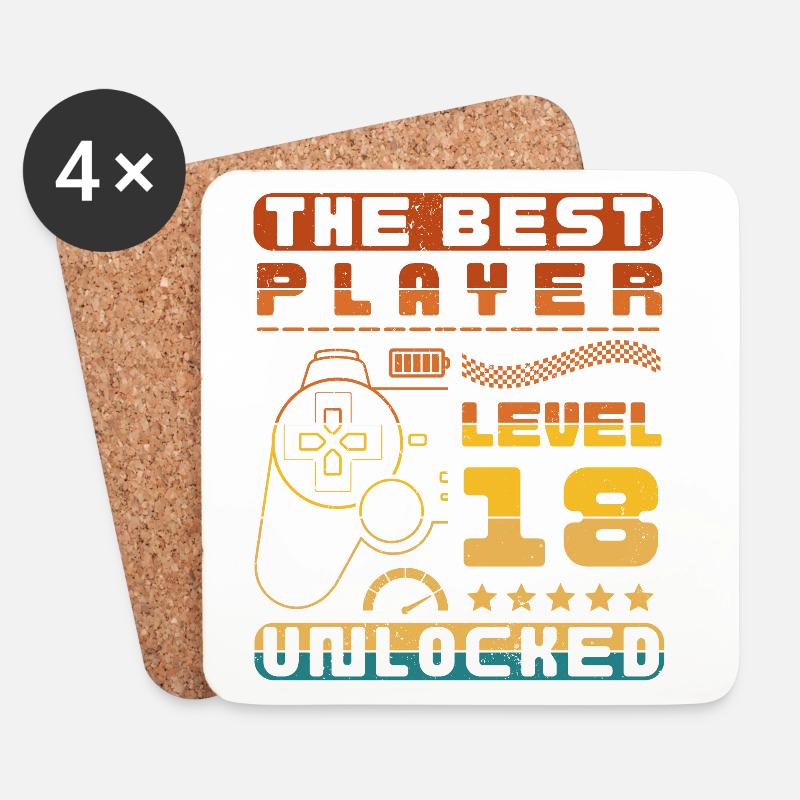 THE BEST PLAYER LEVEL 18 UNLOCKED - Dessous de verre (lot de 4) - blanc