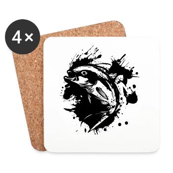 Fischen - Untersetzer (4er-Set) - Weiß - Vorne