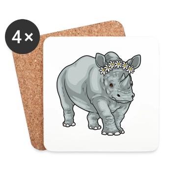 Rhinoceros Daisies - Coasters (set of 4) - white - Front