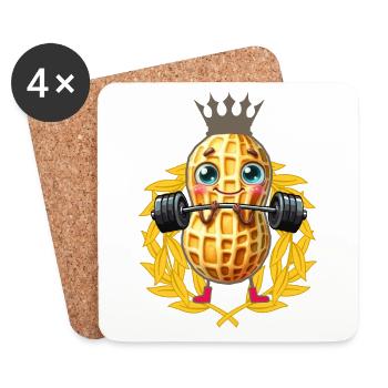 Peanut Weight Lifting Laurel Wreath Bodybuilder - Coasters (set of 4) - white - Front