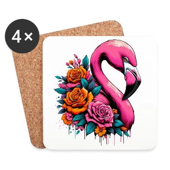 Flamant - Dessous de verre (lot de 4) - blanc - Devant