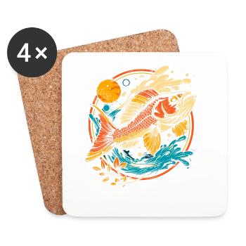 Illustration de poisson - Dessous de verre (lot de 4) - blanc - Devant