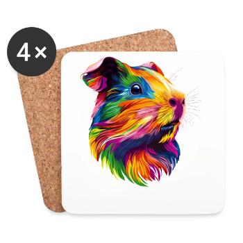 Cochon d’Inde Rongeurs Capybara Rongeur mignon - Dessous de verre (lot de 4) - blanc - Devant