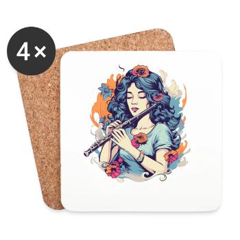 Flûte Fille Graphique - Dessous de verre (lot de 4) - blanc - Devant