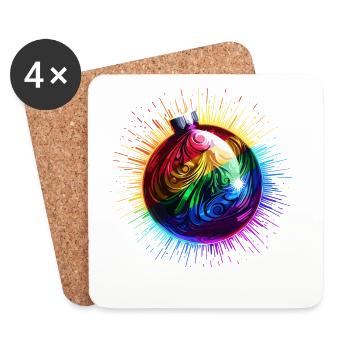 Regenbogen Weihnachtskugel LGBTQ Weihnachten - Untersetzer (4er-Set) - Weiß - Vorne