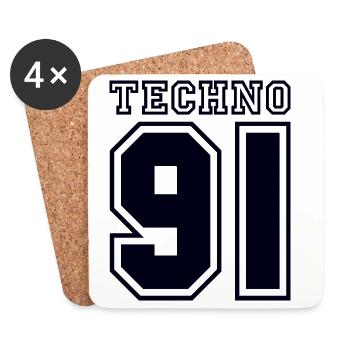 TECHNO 91 - Untersetzer (4er-Set) - Weiß - Vorne
