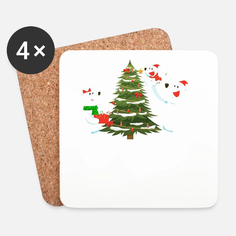 Eisbär Weihnachten - Untersetzer (4er-Set) - Weiß