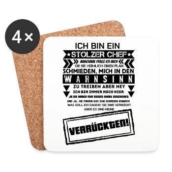 Stolzer Chef Wahnsinn Büro Arbeit Geschenkidee - Untersetzer (4er-Set) - Weiß - Vorne