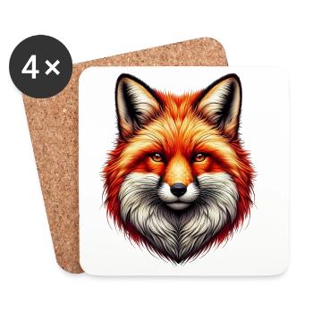 Renard - Dessous de verre (lot de 4) - blanc - Devant