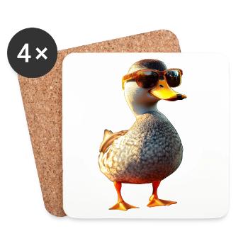 Ente Stockente Entenküken Duck Entlein Erpel Enten - Untersetzer (4er-Set) - Weiß - Vorne