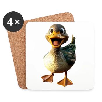Canard, Canard colvert, Caneton, Caneton, , Canard - Dessous de verre (lot de 4) - blanc - Devant