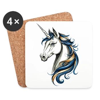 Licorne Cavalier Poney Ferme Chevaux Équitation Licornes - Dessous de verre (lot de 4) - blanc - Devant