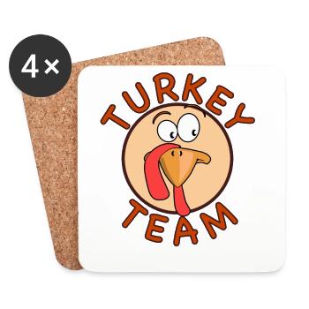 Turkey Team Thanksgiving Family Outfit - Coasters (set of 4) - white - Front