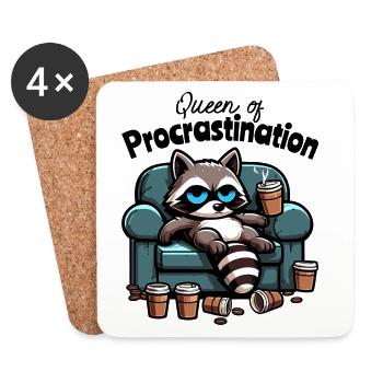 Queen of Procrastination – Raccoon on the Sofa - Coasters (set of 4) - white - Front