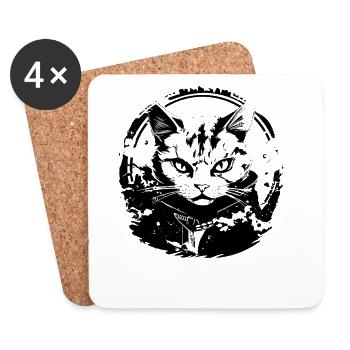 Katze Manga Look - Untersetzer (4er-Set) - Weiß - Vorne