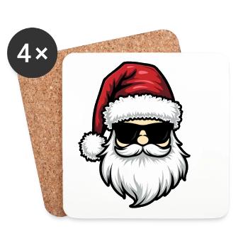Santa with cool Sunglasses Funny Christmas Xmas - Coasters (set of 4) - white - Front