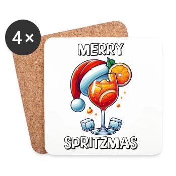 Merry Spritzmas Funny Holiday Cocktail Christmas - Coasters (set of 4) - white - Front