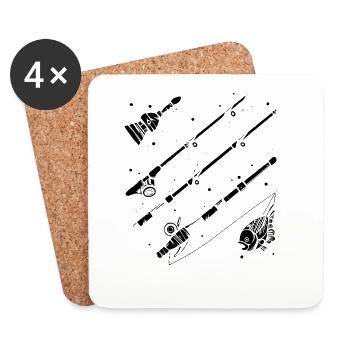 Graphique de pêche - Dessous de verre (lot de 4) - blanc - Devant