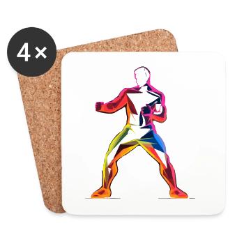 Kickboxer Cartoon Style - Coasters (set of 4) - white - Front
