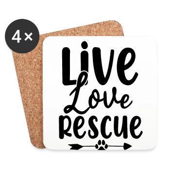 Live Love Rescue Volunteer Adoptiere ein Tierheim - Untersetzer (4er-Set) - Weiß - Vorne