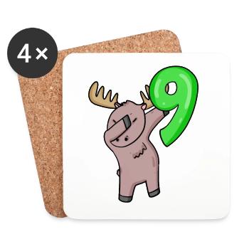 9th Birthday Moose - 9 Years - Coasters (set of 4) - white - Front