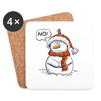 Nö Schneemann I Winter Weihnachten - Untersetzer (4er-Set) - Weiß - Vorne