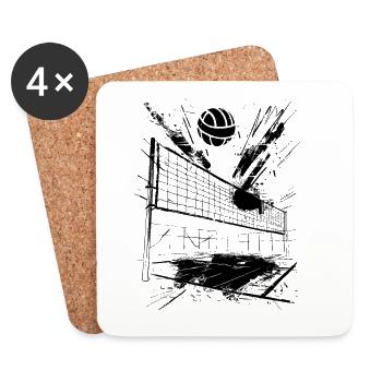 Graphiques de volley-ball - Dessous de verre (lot de 4) - blanc - Devant