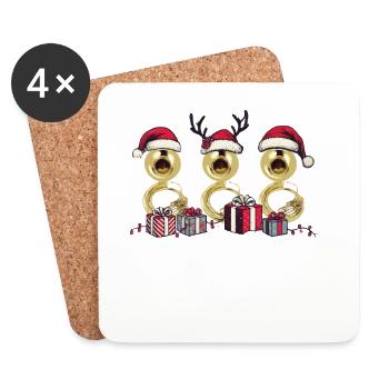 Sousaphone Christmas Orchestra Brass Band - Coasters (set of 4) - white - Front