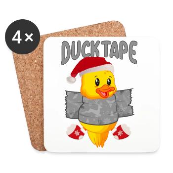 XMAS Duck Tape | Entenküken mit Duct Tape - Untersetzer (4er-Set) - Weiß - Vorne
