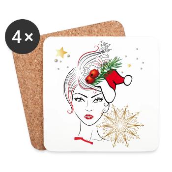 Noël à Weihnachten - Dessous de verre (lot de 4) - blanc - Devant