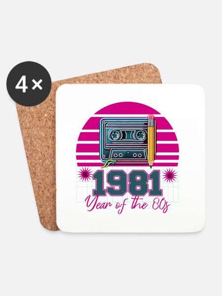 Retro Kassette 1981 - Untersetzer (4er-Set) - Weiß