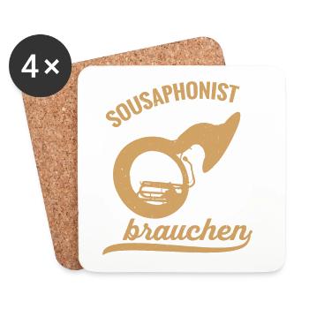 Sousaphonist Held Sousaphon Musiker Blaskapelle - Untersetzer (4er-Set) - Weiß - Vorne