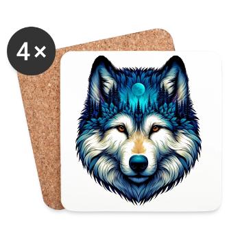 Loup - Dessous de verre (lot de 4) - blanc - Devant