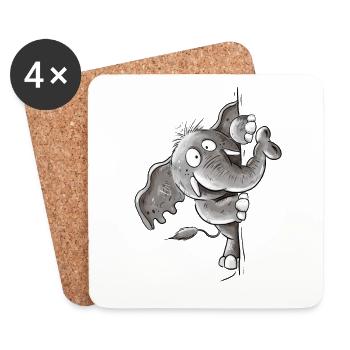 Funny Elephant Animal Motif Wild Animal Elephant - Coasters (set of 4) - white - Front