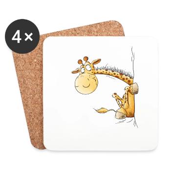 Lustige Giraffe I Wildtier Tiermotiv - Untersetzer (4er-Set) - Weiß - Vorne