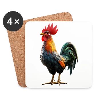 Rooster Chicken Daddy Chicken Coop Dad Farmer Chickens - Coasters (set of 4) - white - Front