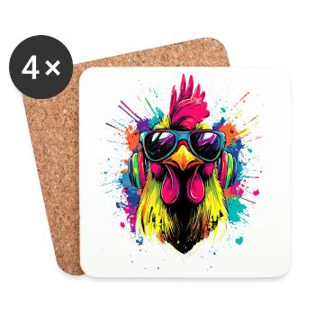 Rooster Chicken Daddy Chicken Coop Dad Farmer Chickens - Coasters (set of 4) - white - Front