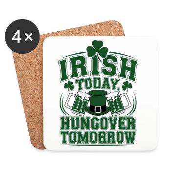 Funny Irish Drinking St. Patrick's Day Party Art - Coasters (set of 4) - white - Front