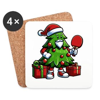 Tennis de table Arbre de Noël Costume Arbre de Noël - Dessous de verre (lot de 4) - blanc - Devant