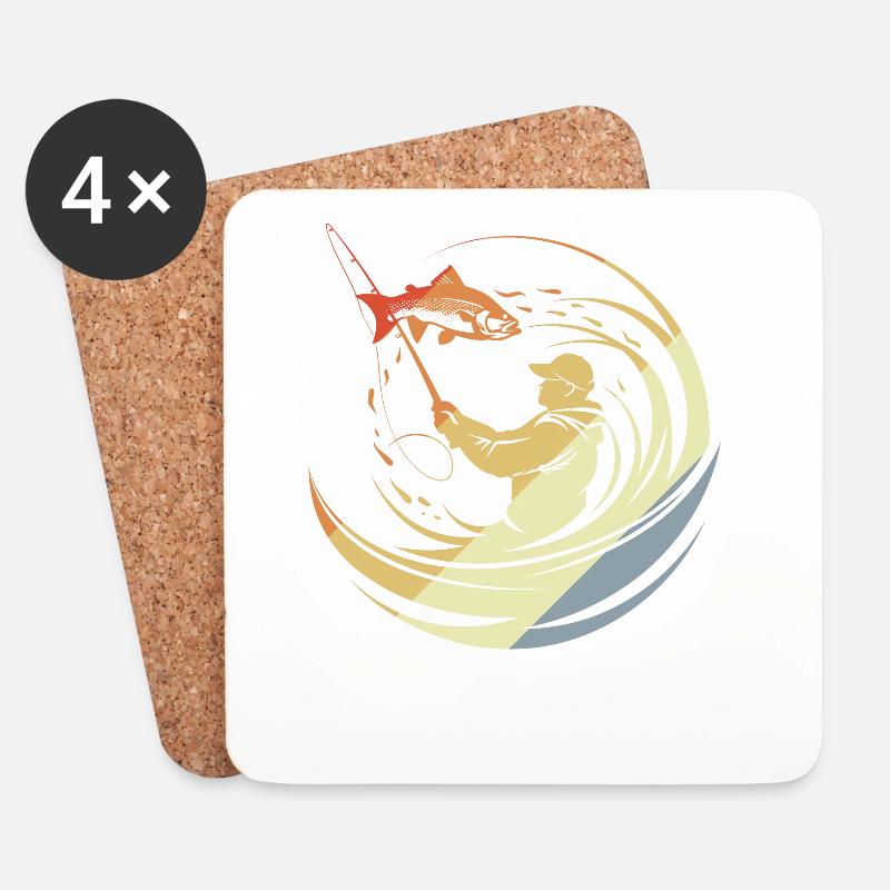 Vintage Fischen - Untersetzer (4er-Set) - Weiß