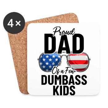 Proud Dad Of A Few Dumbass Kids Funny USA Flag - Coasters (set of 4) - white - Front